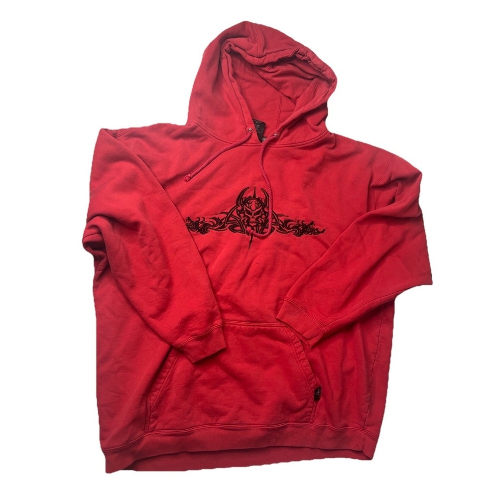 Vtg Top Heavy Hoodie Y2K Skull Red Black Size‎ XL Skater Pullover *Read
